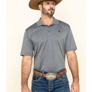 Ariat Men's Black Fade Stripe TEK Short Sleeve Polo Shirt Size Large